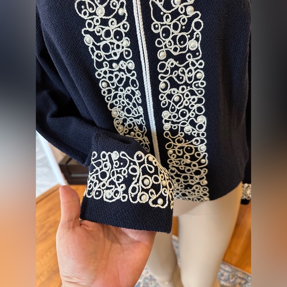 NWT Luxury Rare St John Collection Navy Pearl Embelished Cardigan/Jacket - Picture 13 of 17